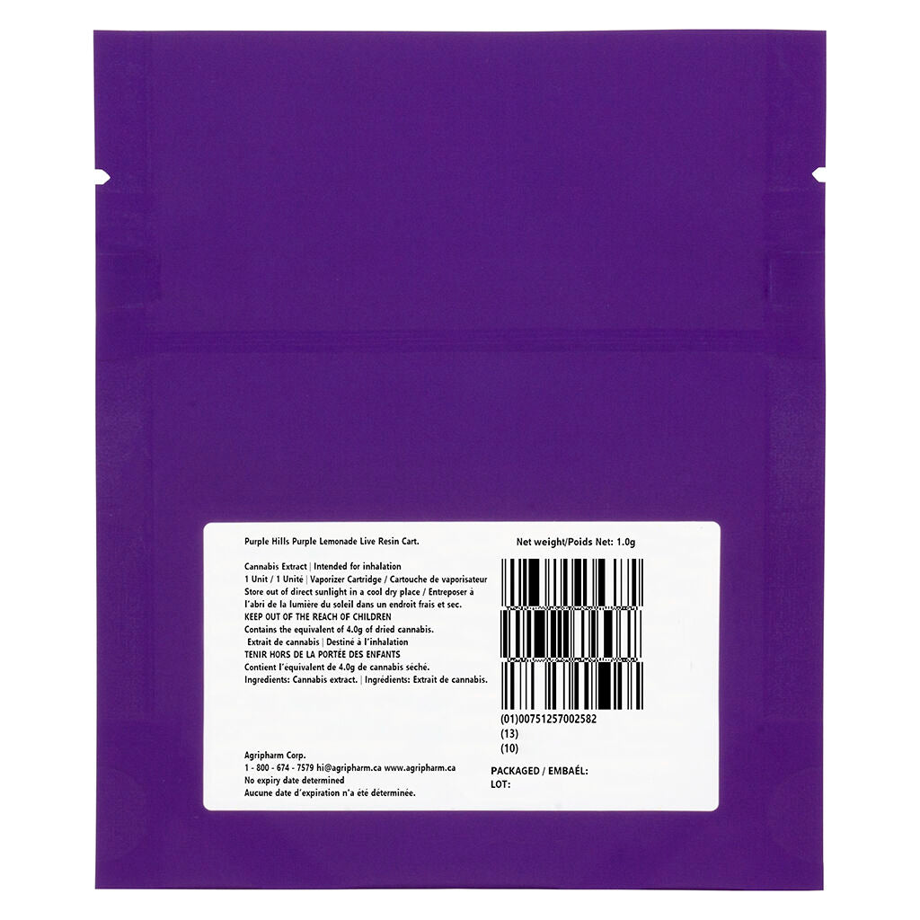 Purple Lemonade Live Resin 510 Thread Cartridge - 