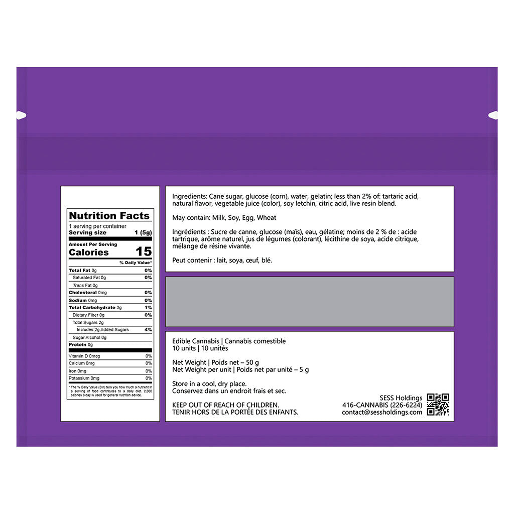 10 Gemz Grape Escape (Sour Gummies) Live Resin Blend - 