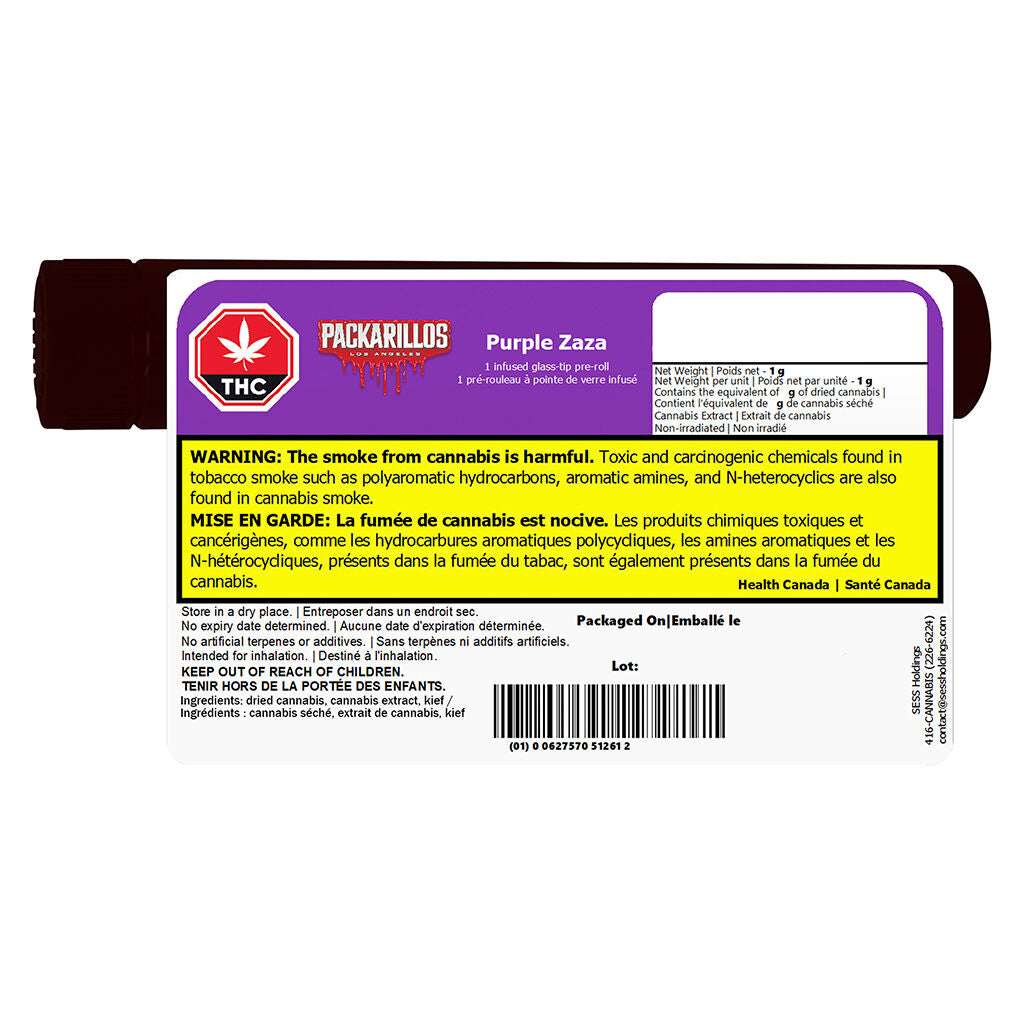 Packarillos Purple Zaza Infused Pre-Roll - 