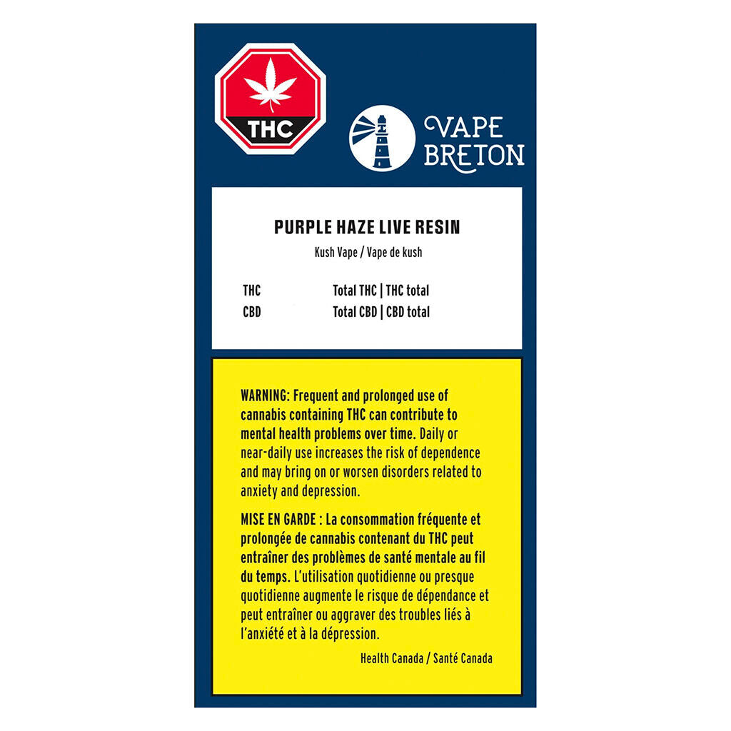 Purple Haze Live Resin 510 Thread Cartridge - 