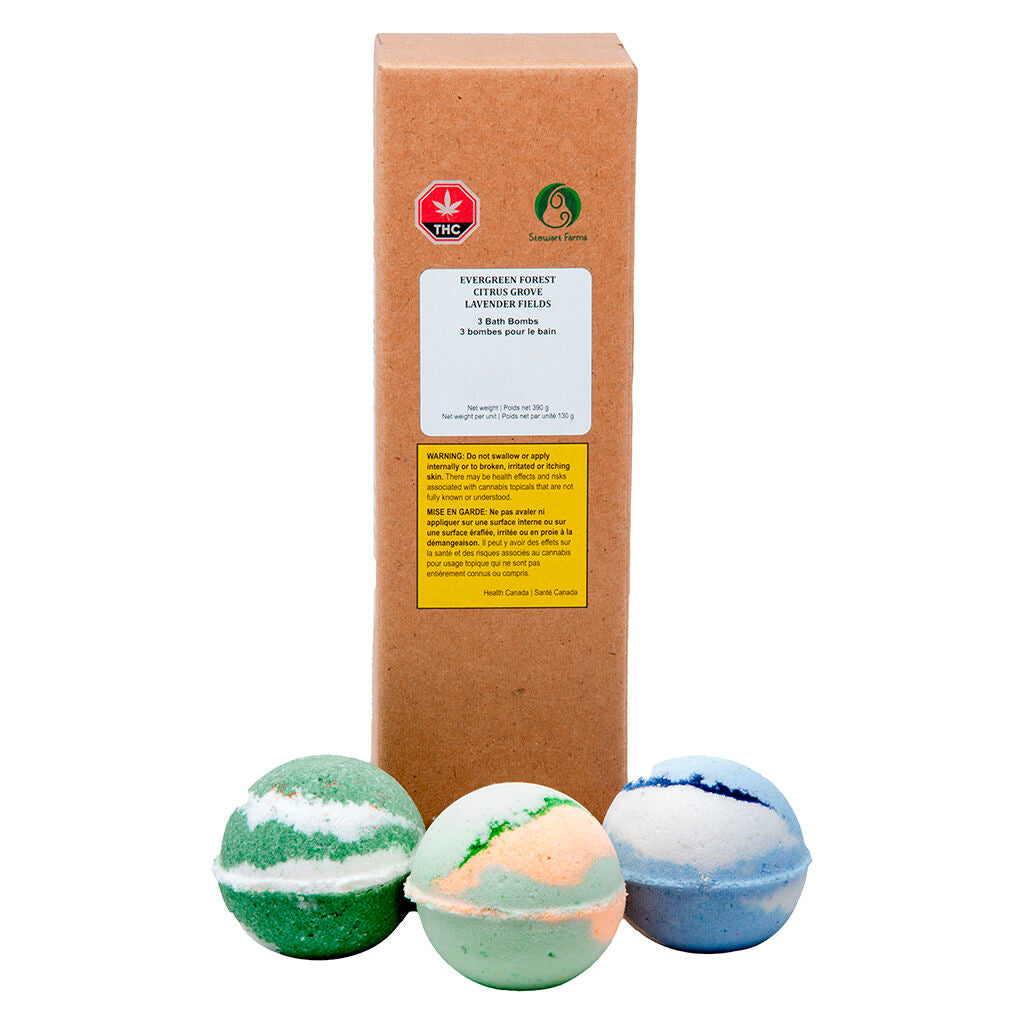 CBD Bath Bomb Triple Pack: Lavender Fields Evergreen Fores - 