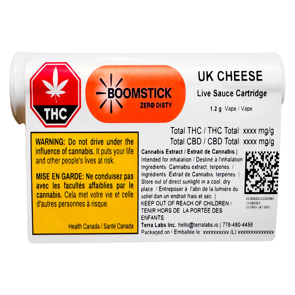 Cartouche à filetage 510 à la sauce de résine UK Cheese