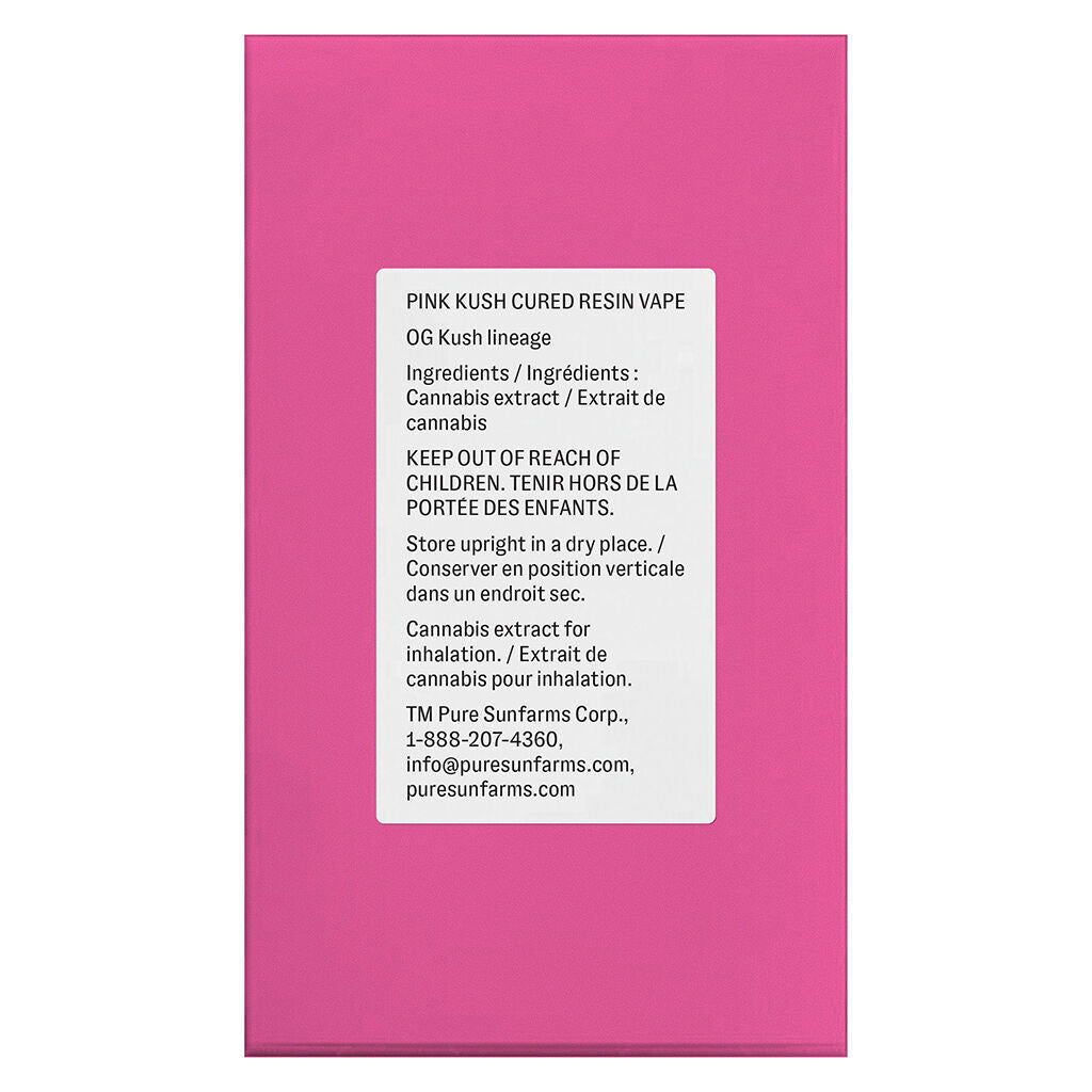 Pink Kush Cured Resin Vape 510 Thread Cartridge - 