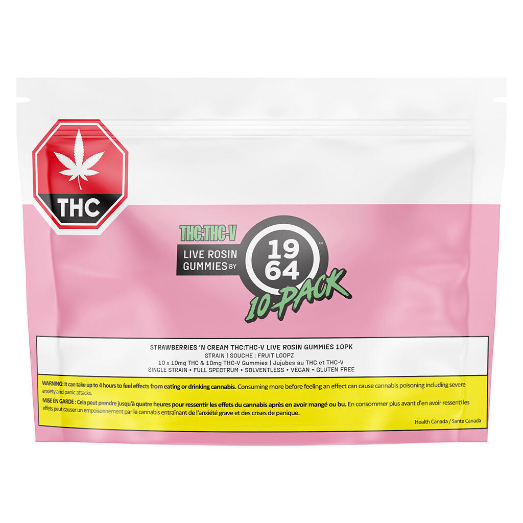 THC:THC-V Strawberries 'N Cream Live Rosin Gummies - 