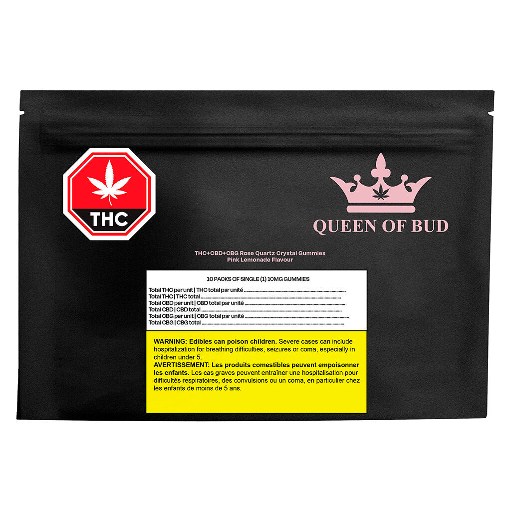 THC+CBD+CBG Rose Quartz Crystal Gummies (Pink Lemonade) - 