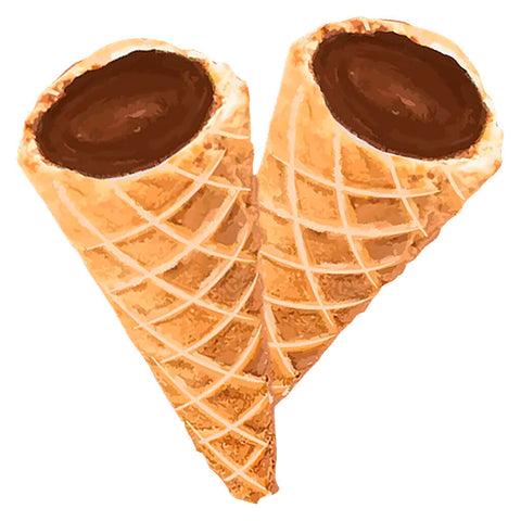 Photo Cornets de gaufre caramel, chocolat et colophane vivante