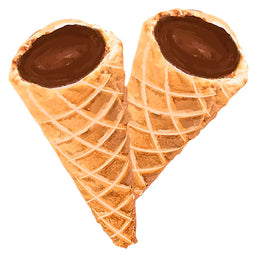 Photo Cornets de gaufre caramel, chocolat et colophane vivante