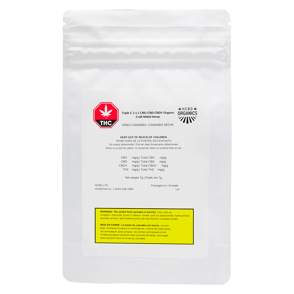 Triple C 1:1:1 CBG:CBD:CBDV Organic Craft Milled Hemp - 