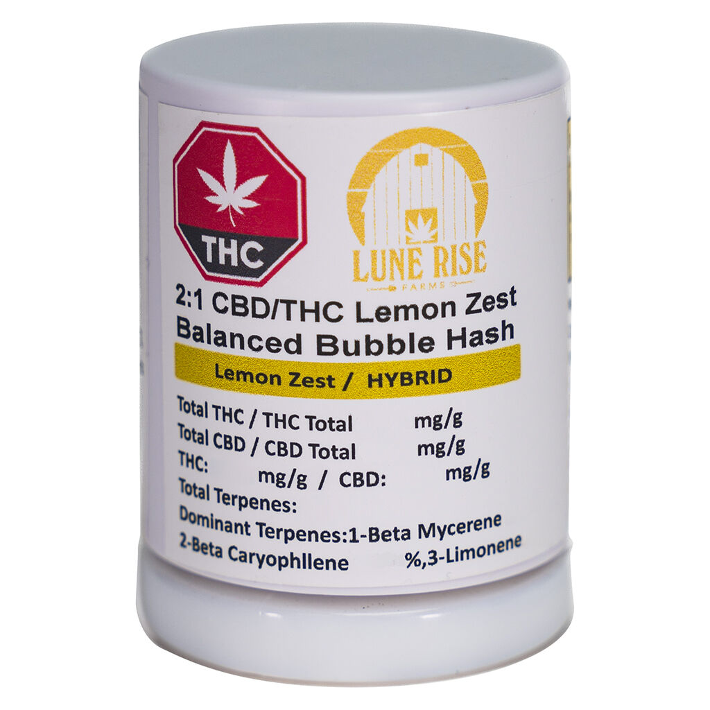 2:1 CBD/THC Lemon Zest Balanced Bubble Hash - 