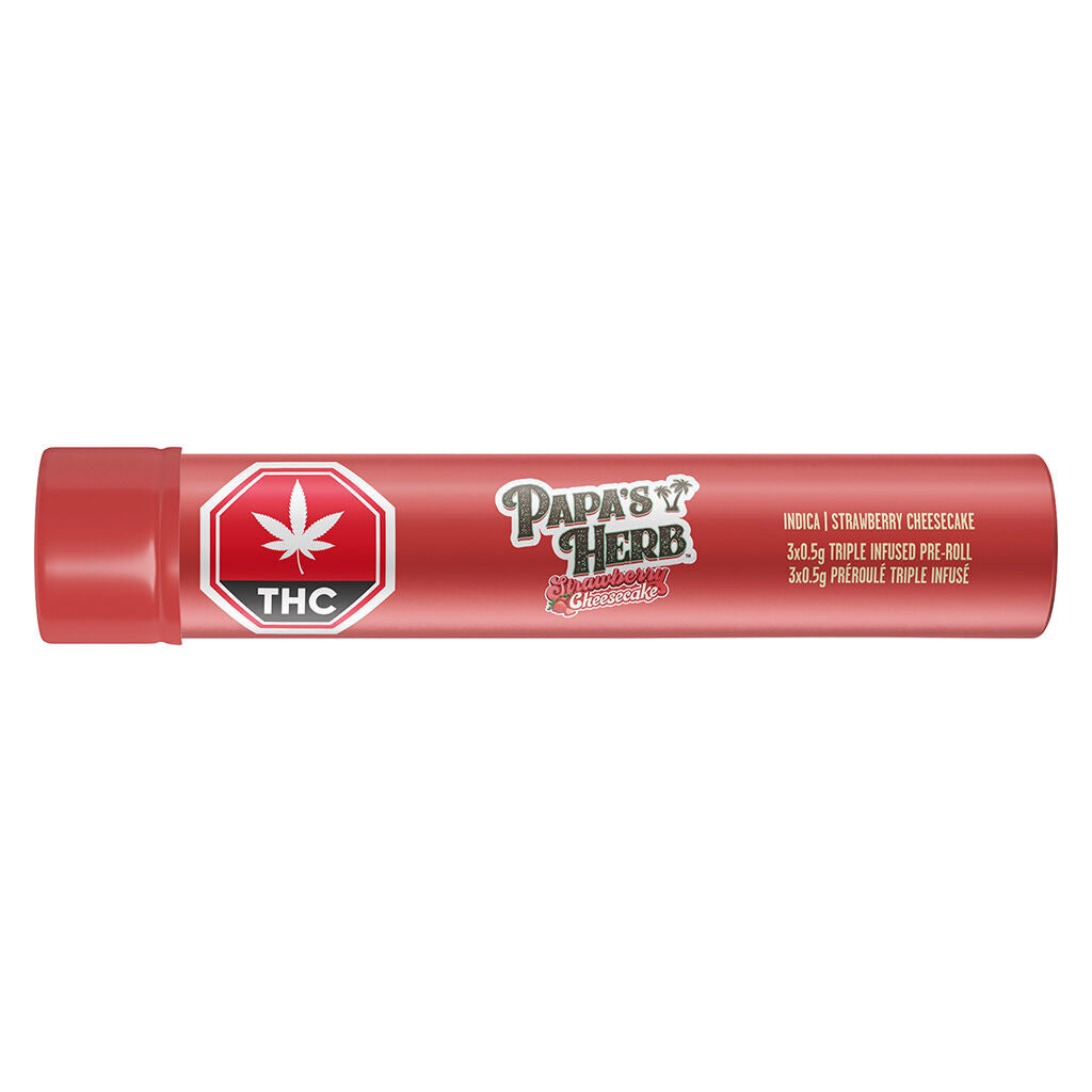 Indica Strawberry Cheesecake Triple Infused Pre-Roll Pack - 