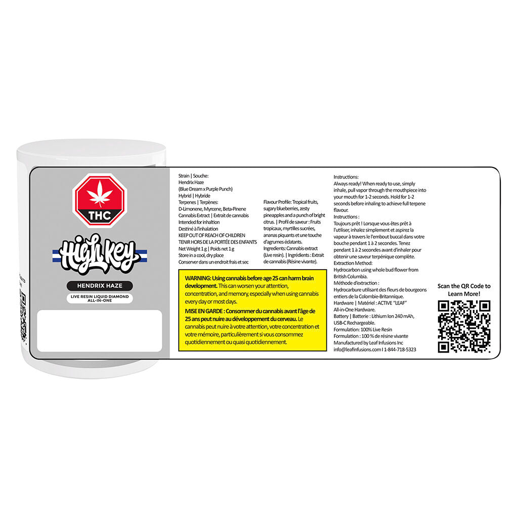 Hendrix Haze Live Resin Liquid Diamond All-In-One - 