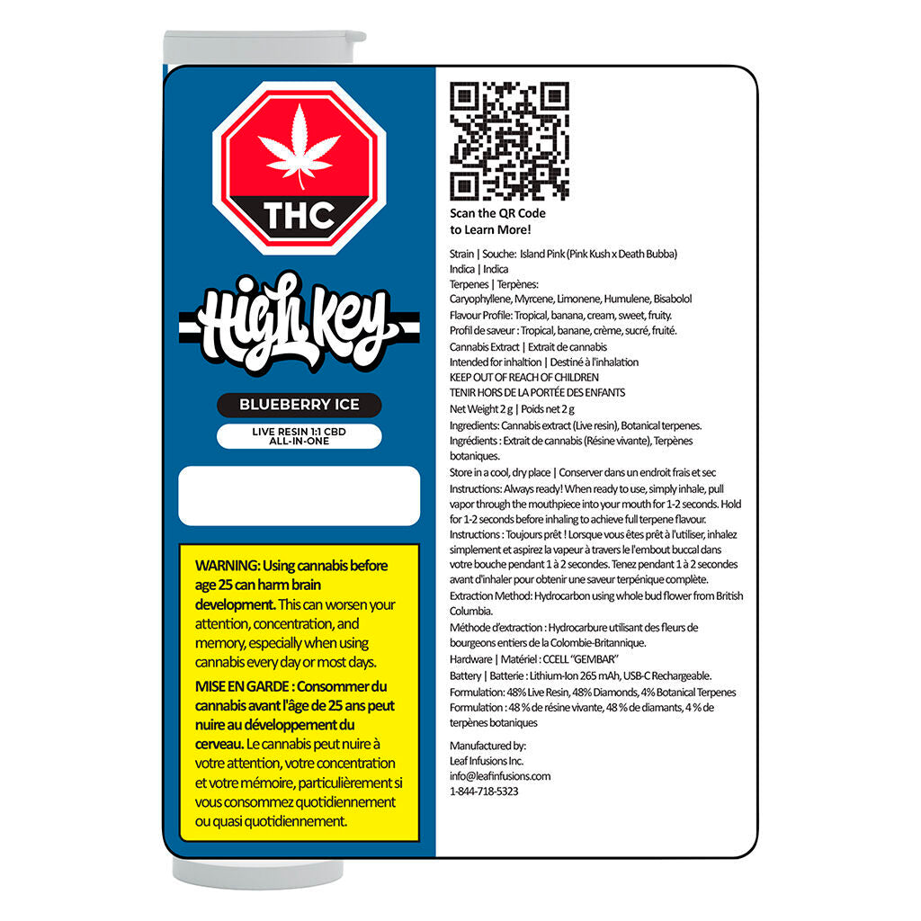 Blueberry Ice Live Resin 1:1 CBD All-In-One - 