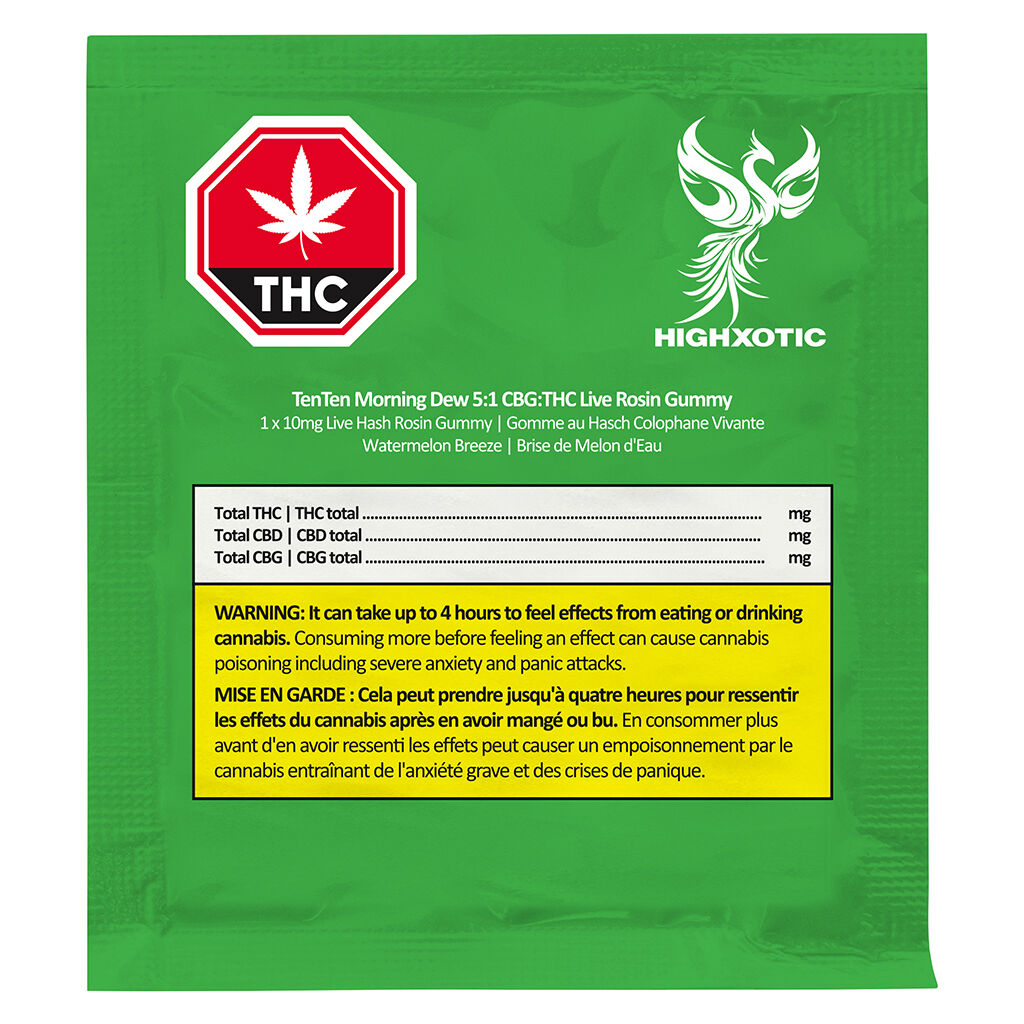 TenTen Morning Dew 5:1 CBG:THC Live Rosin Gummy - 