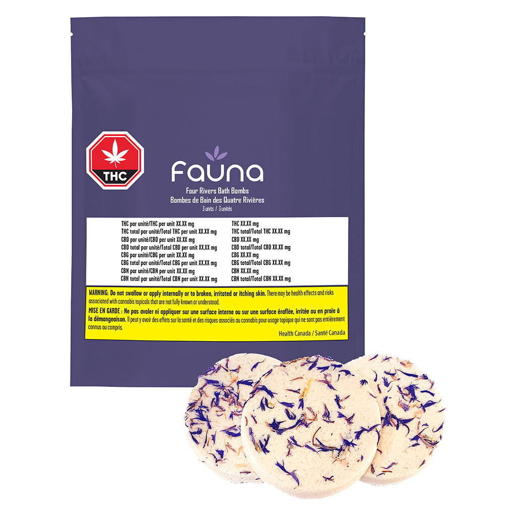Bombes de bain Four Rivers au CBD, CBG, CBN et THC