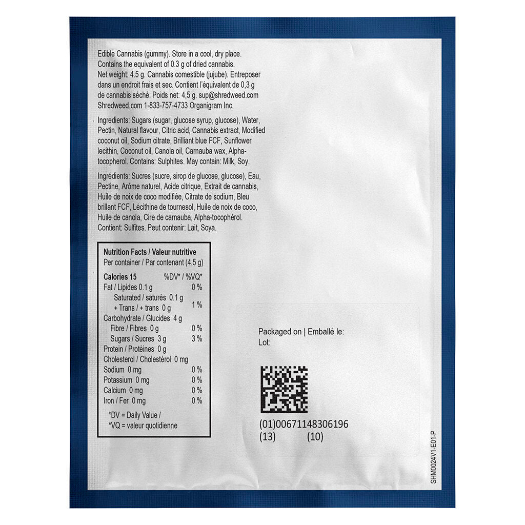Blueberry Blaster Max10 1:1 THC:CBG Gummy