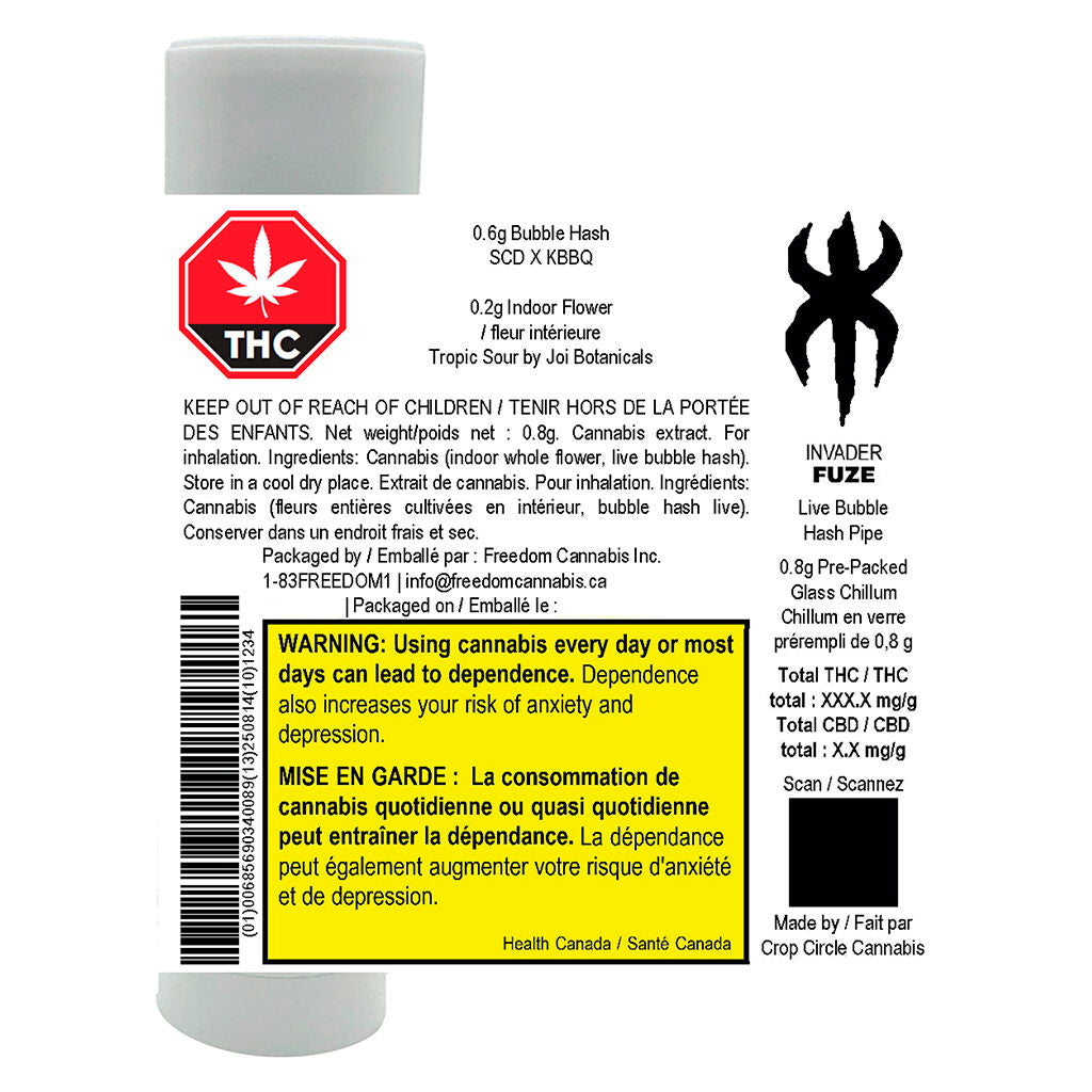 Fuze - Live Bubble Hash Pipe Infused Pre-Roll - 