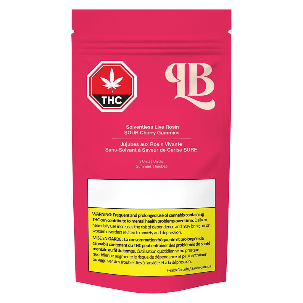 Solventless Live Rosin Sour Cherry Gummies - 