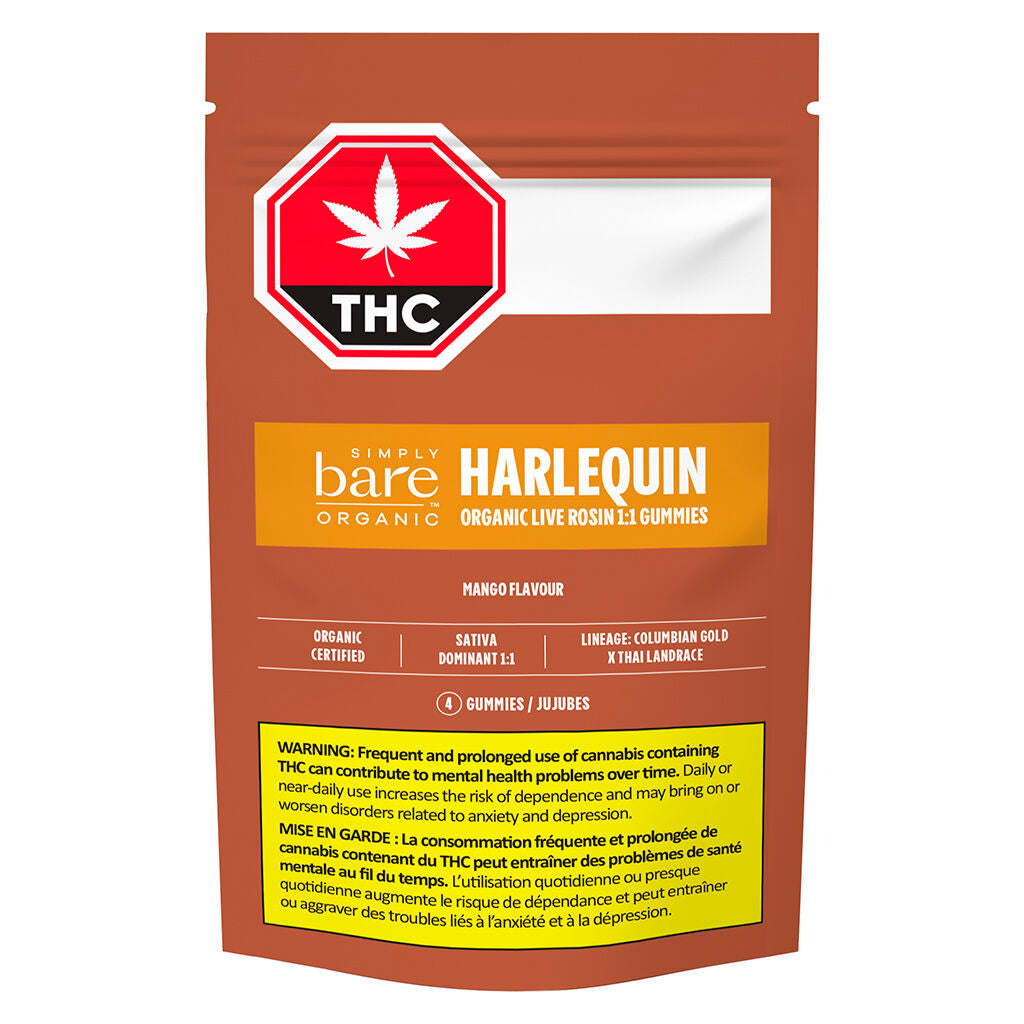 Harlequin Organic Live Rosin 1:1 THC:CBD Gummies - 