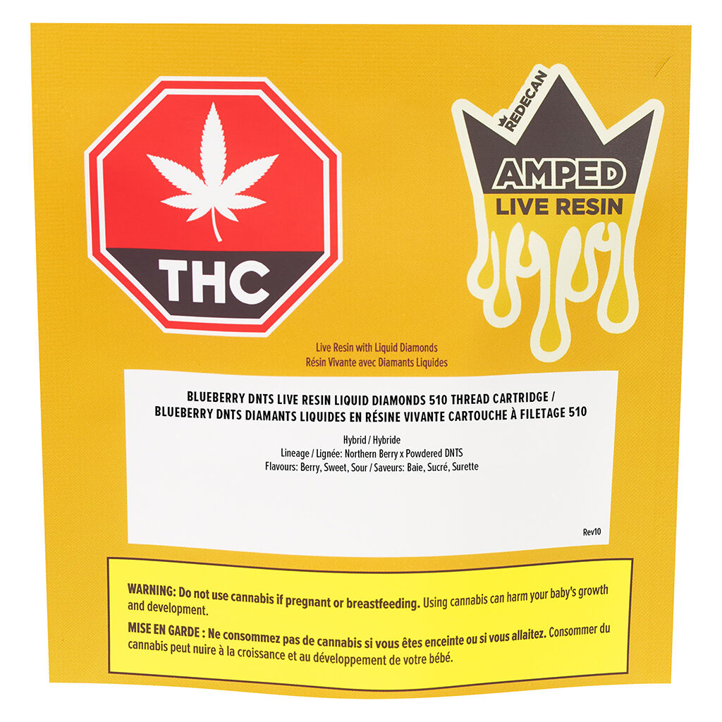 Amped Live Resin Blueberry DNTS 510 Thread Cartridge
