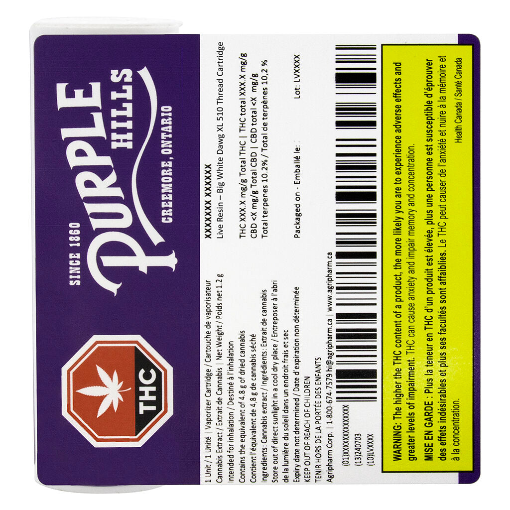 Live Resin – big White Dawg Xl 510 Thread Cartridge - 