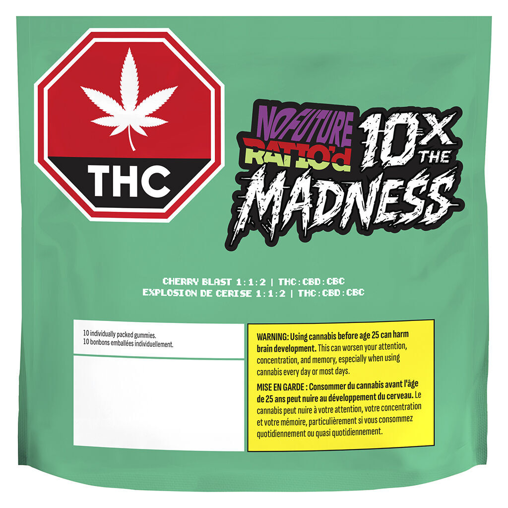 10X the Madness: Ratio'd Cherry Blast 1:1:2 THC/CBD/CBC - 