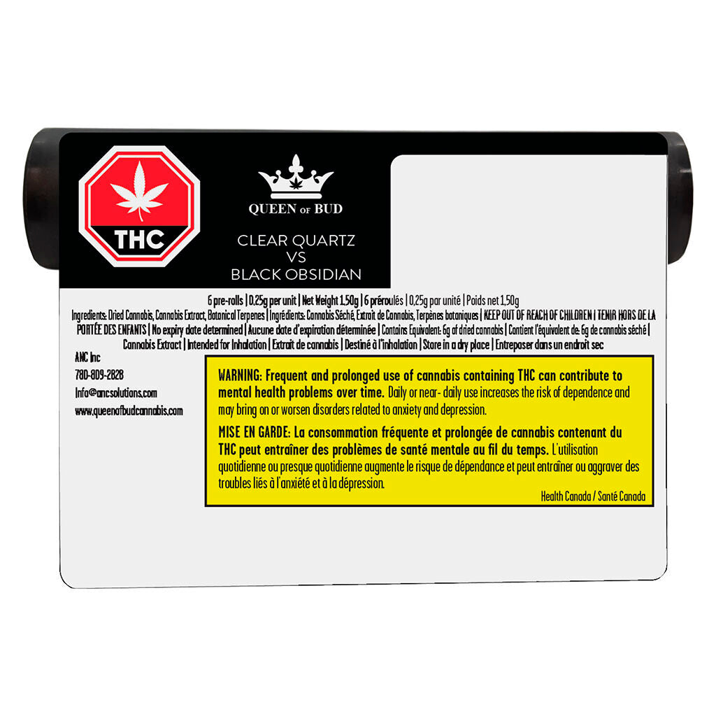 Clear Quartz Vs Black Obsidian Diamond Infused Pre-roll