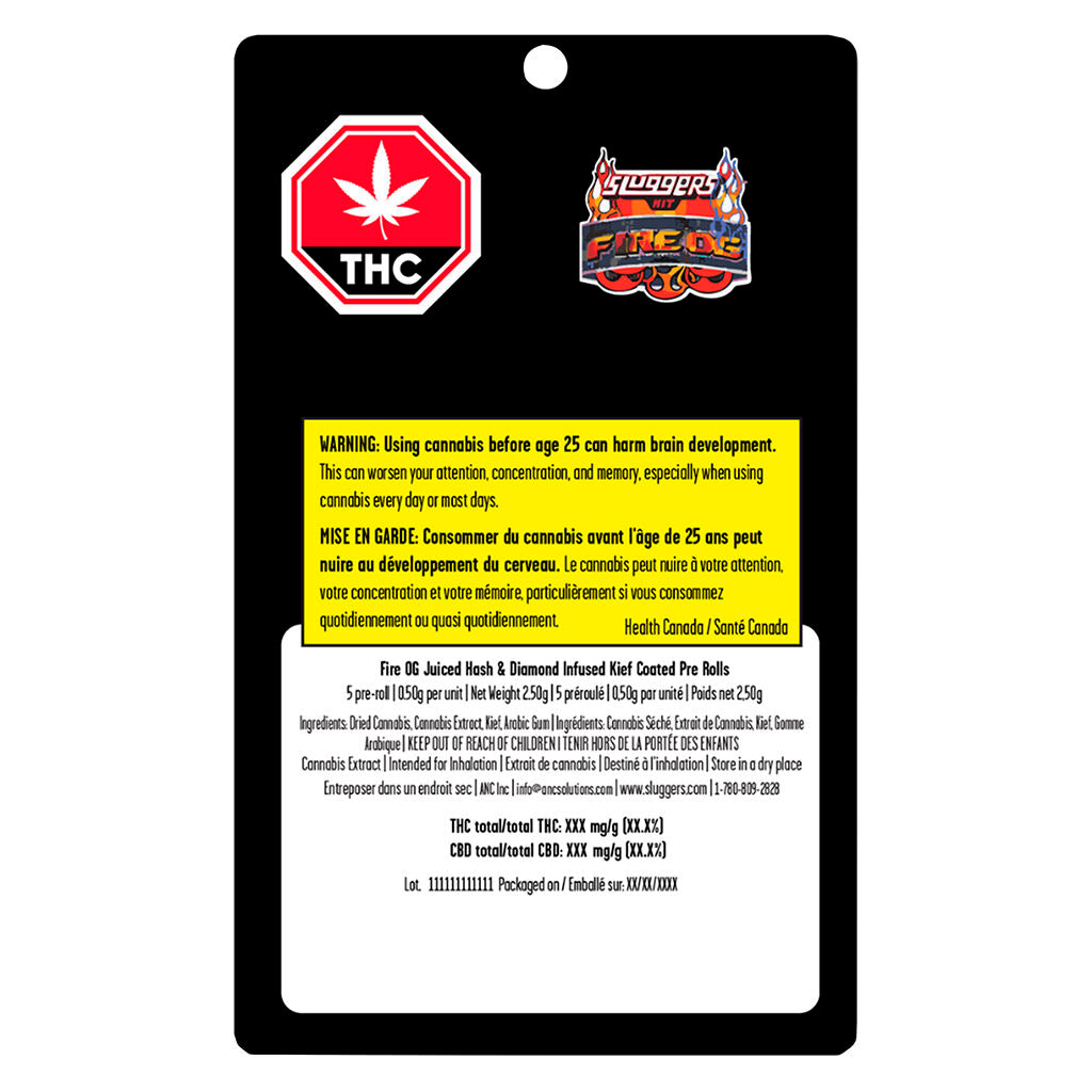 Fire OG Juiced* Hash & Diamond Infused Kief Coated Pre-Roll - 