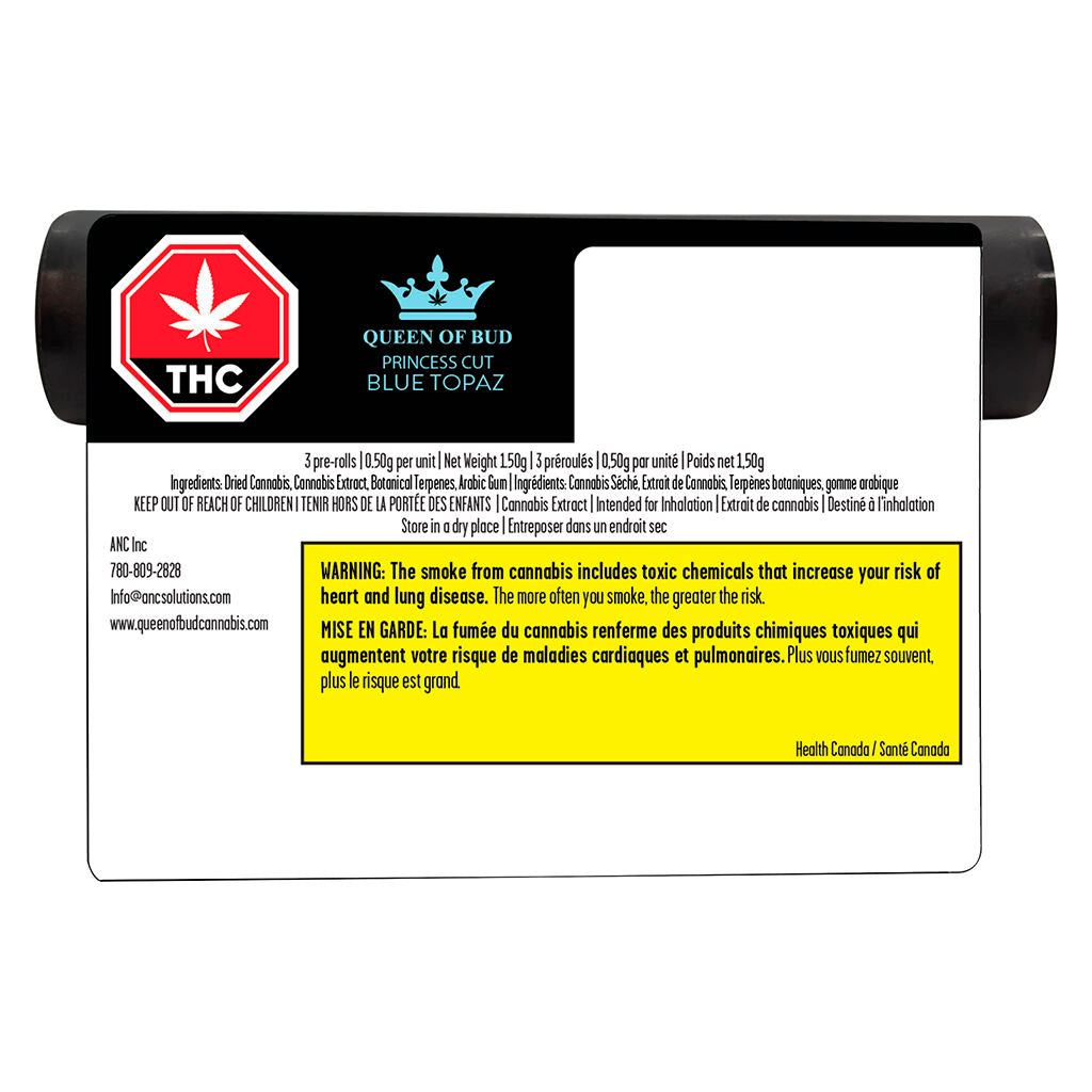 Princess Cut Blue Topaz Infused Pre-Roll - 