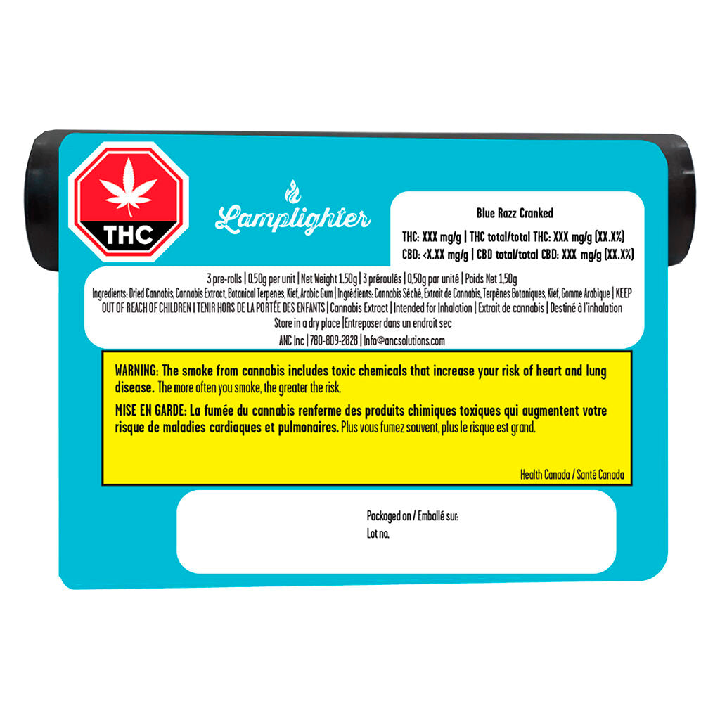 Blue Razz Cranked Liquid Diamond + Kief Coated Pre-Roll - 