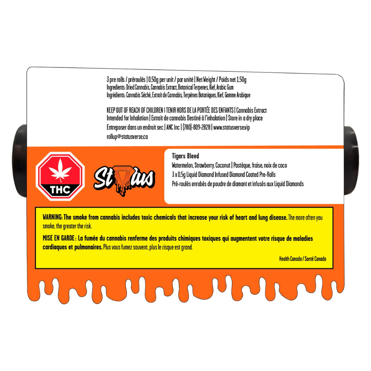 Tiger's Bleed Liquid DIamond Infused&Diamond Coated Pre-Roll