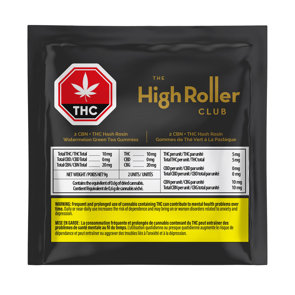 High Roller CBN+THC Hash Rosin Watermelon Green Tea Gumm - 