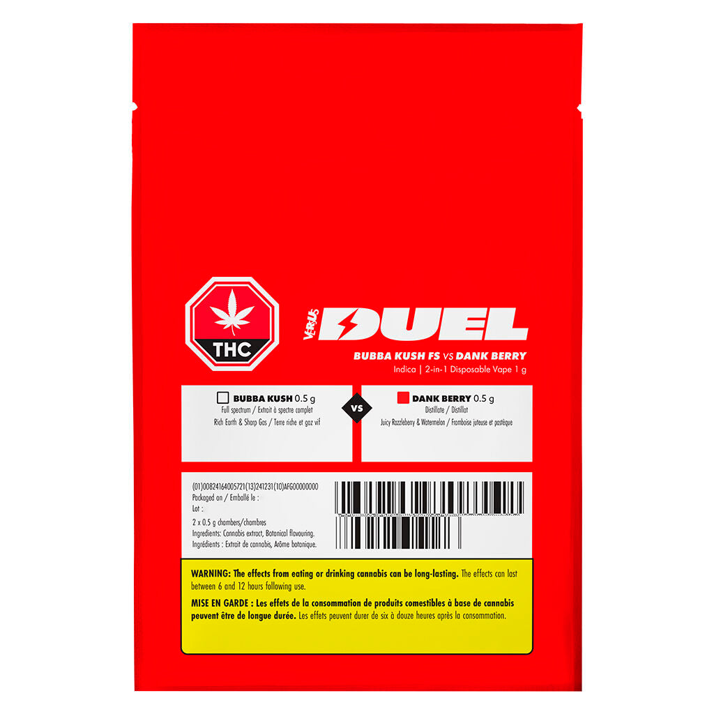 DUEL Bubba Kush FS vs Dank Berry 2-in-1 Disposable Vape - 