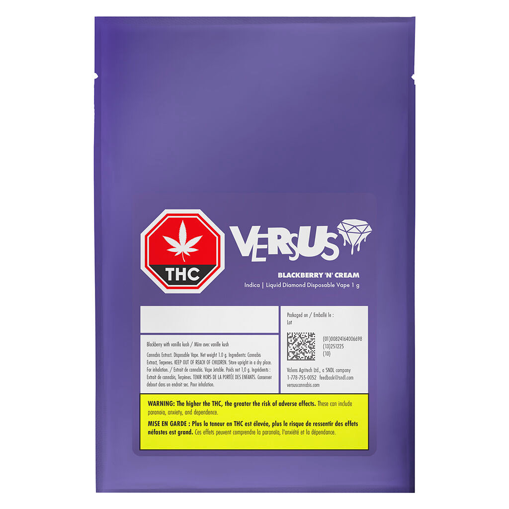 Versus Blackberry 'n' Cream Liquid Diamond Disposable Vape - 