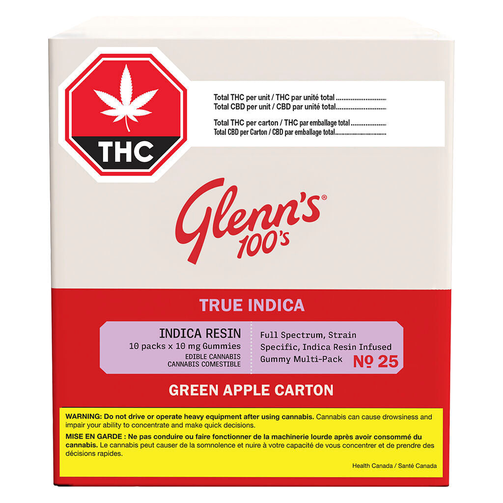 No.25 Glenn’s 100’s True Indica Resin - Green Apple Carton - 