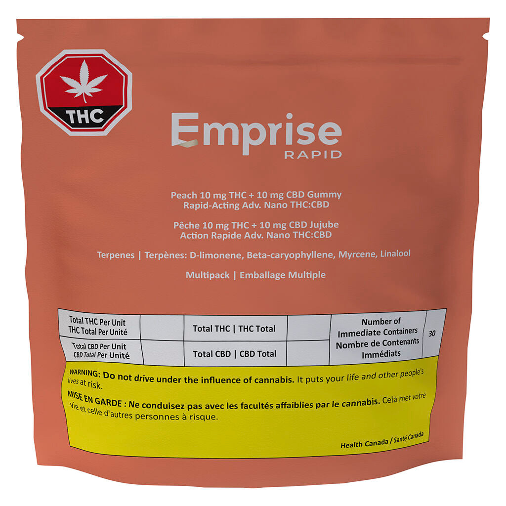 Peach 10 THC : 10 CBD Gummy - 