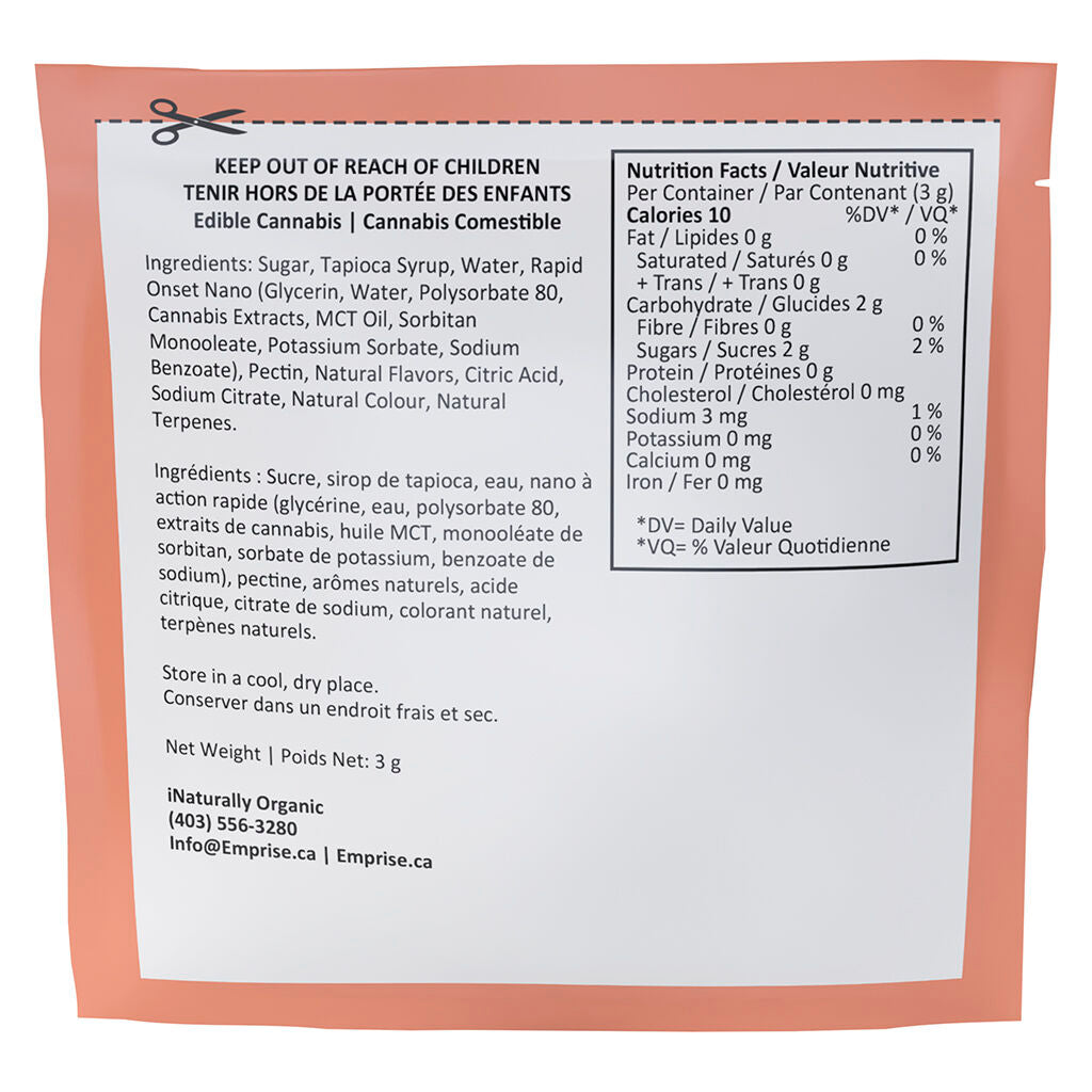 Peach 10 THC : 10 CBD Gummy - 