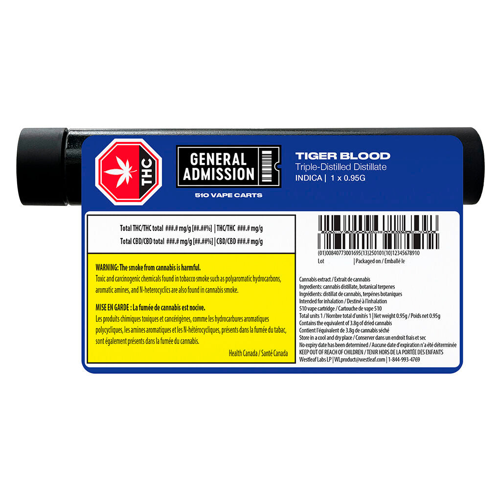 Tiger Blood Indica 1:0 510 Thread Cartridge - 