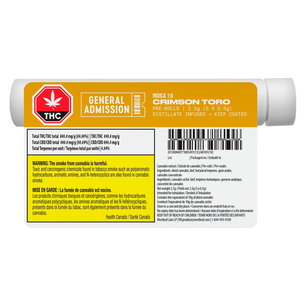 Crimson Toro Distillate Infused Pre-Roll - 