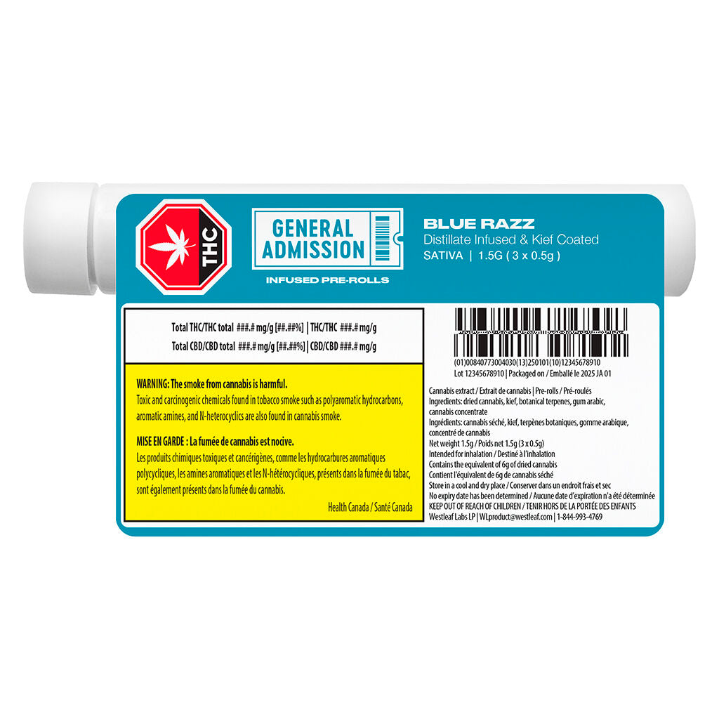 Blue Razz Distillate Infused Pre-roll - 