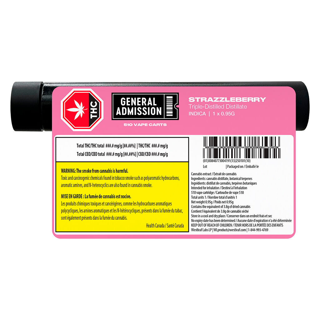 Strazzleberry Indica 510 Thread Cartridge - 