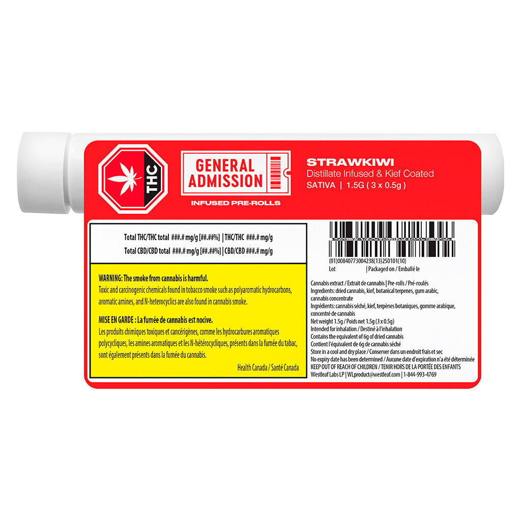 Strawkiwi Distillate Infused Pre-Roll - 