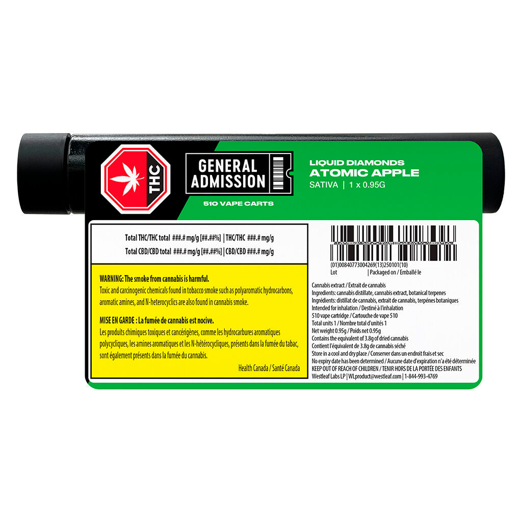 Atomic Apple Sativa Liquid Diamond 510 Thread Cartridge - 