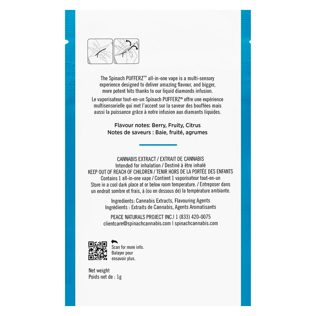 Pufferz - Sour Blue Razz All-in-One Liquid Diamonds Vape - 