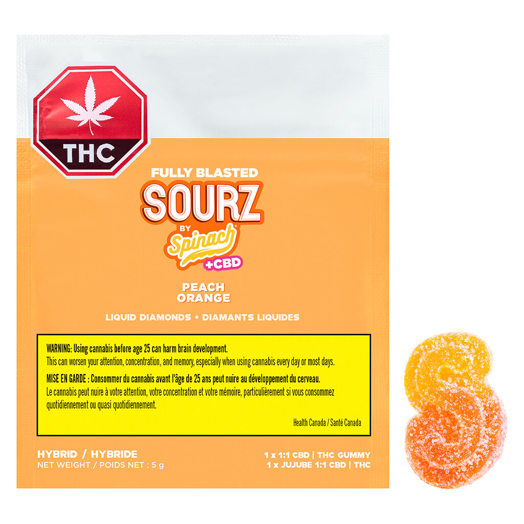 Fully Blasted Peach Orange 1:1 THC CBD Gummy - 