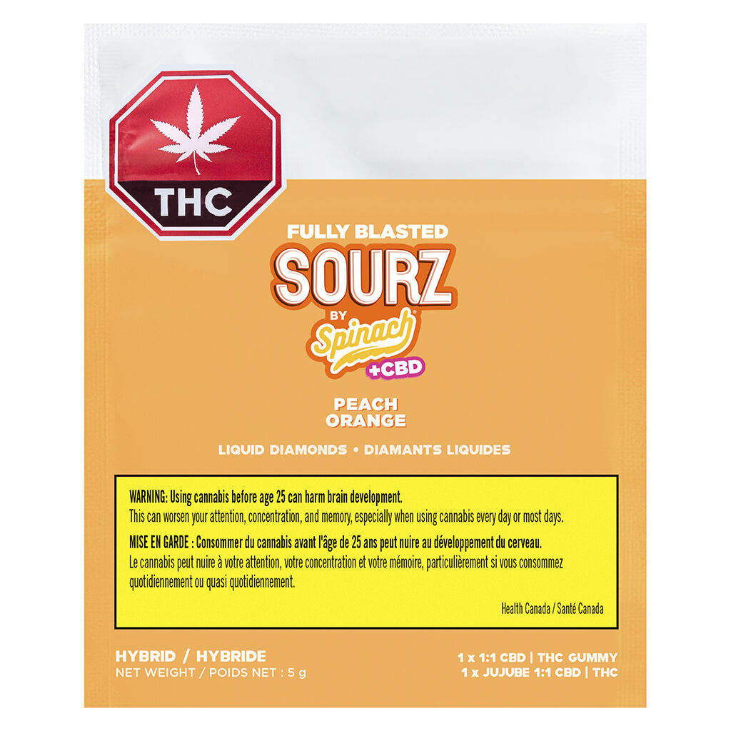 Fully Blasted Peach Orange 1:1 THC CBD Gummies - 