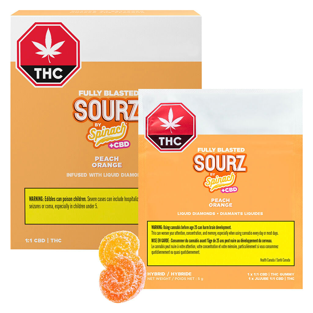 Fully Blasted Peach Orange 1:1 THC CBD Gummies - 