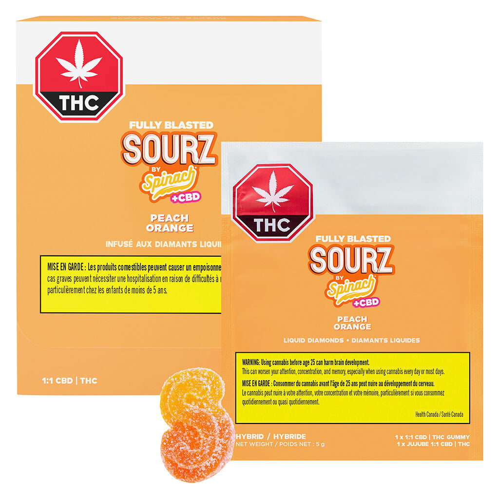Fully Blasted Peach Orange 1:1 THC CBD Gummies - 