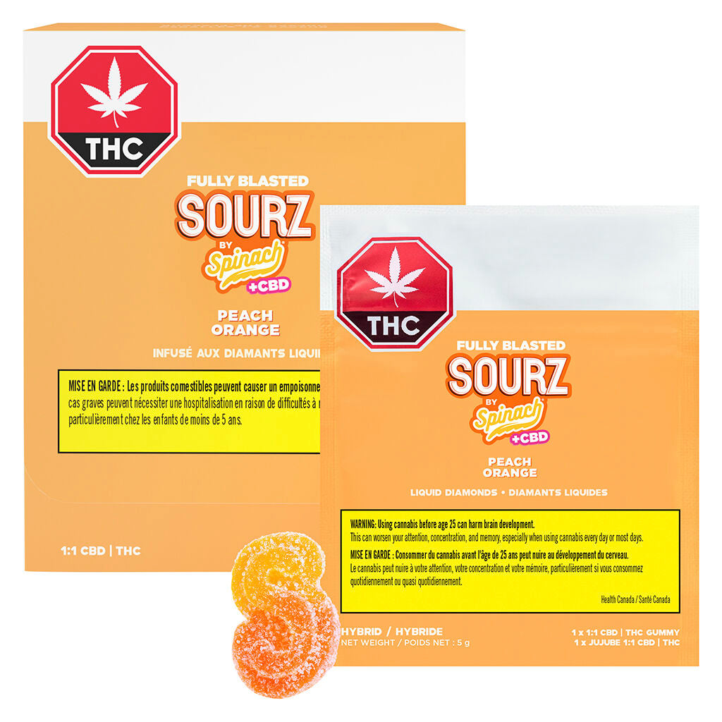 Fully Blasted Peach Orange 1:1 THC CBD Gummies - 