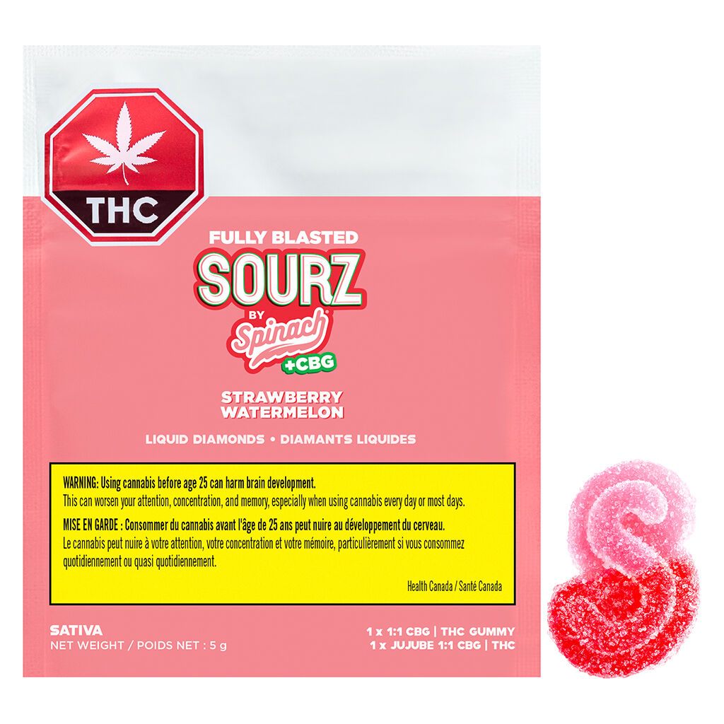 Fully Blasted Strawberry Watermelon 1:1 CBG THC Gummy - 