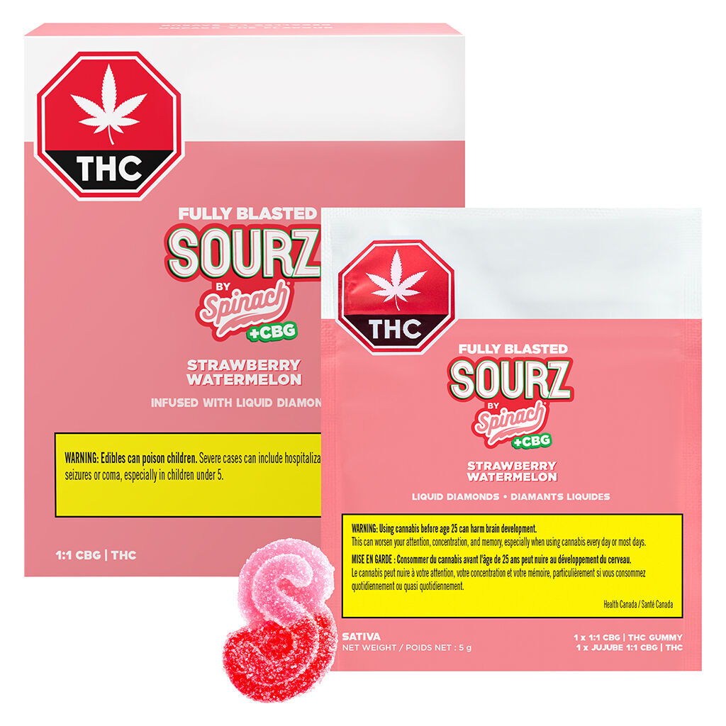 Fully Blasted Strawberry Watermelon 1:1 CBG THC Gummies - 